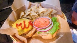 taro burger  at Herbivores in Kailua Kona