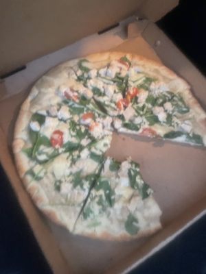 Chicken alfredo pizza  at Herbivores in Kailua Kona