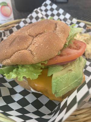 Burger w avocado #Veganuary at Herbivores in Kailua Kona