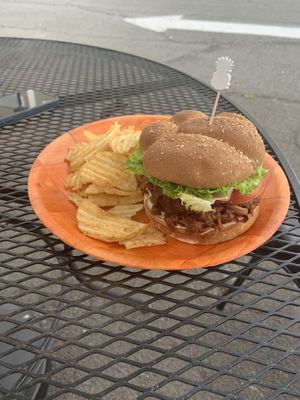 BBQ jackfruit sandwich   at Herbivores in Kailua Kona
