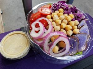 Buddha salad to go for the airplane. Was ok, wouldn't order again at Herbivores in Kailua Kona
