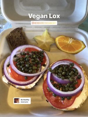 Vegan Loc on Homemade Bagels  at Herbivores in Kailua Kona