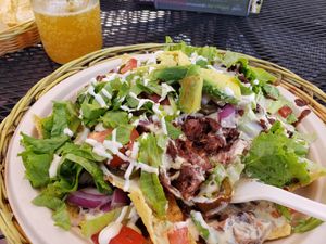 Jackfruit Nachos. How can it be any better than this! Hippy texmex comfort food worth flying 3000 miles for.  at Herbivores in Kailua Kona