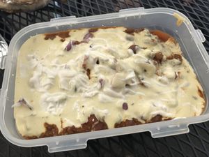 Chili cheese dog in my own container  at Herbivores in Kailua Kona