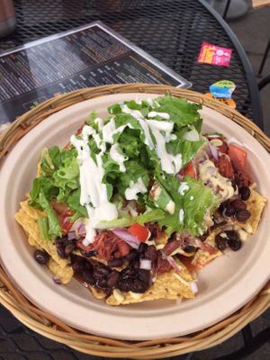 Loaded nachos at Herbivores in Kailua Kona
