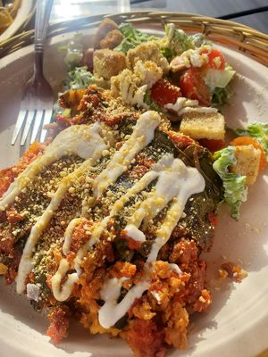 Lasagna with caesar salad at Herbivores in Kailua Kona