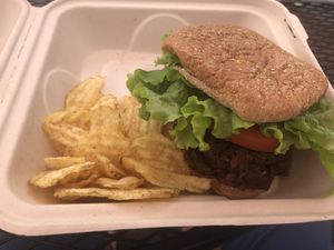 Jackfruit BBQ sandwich  at Herbivores in Kailua Kona