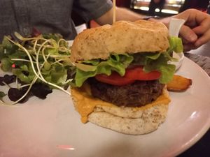 Khao soi burger at Goodsouls Kitchen in Chiang Mai