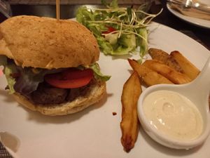 Mushroom burger at Goodsouls Kitchen in Chiang Mai