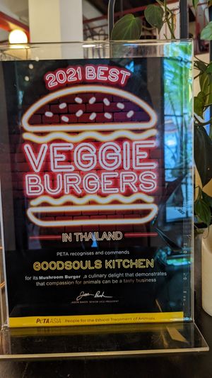 PETA Asia award winner at Goodsouls Kitchen in Chiang Mai
