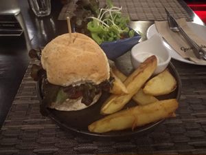 Mushroom burger at Goodsouls Kitchen in Chiang Mai