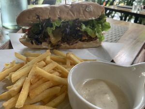 Mushroom steak sandwich  at Goodsouls Kitchen in Chiang Mai