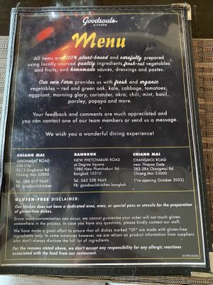 Menu Front  at Goodsouls Kitchen in Chiang Mai