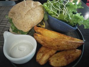 Mushroom cheese burger at Goodsouls Kitchen in Chiang Mai