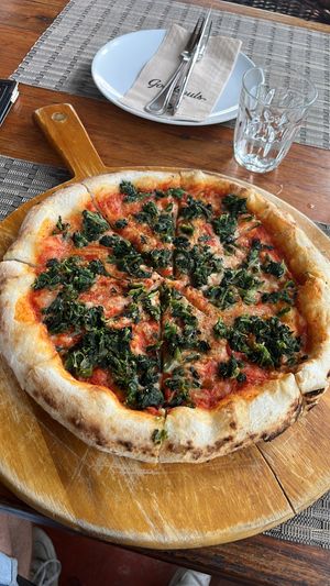 Pizza with spinach   at Goodsouls Kitchen in Chiang Mai