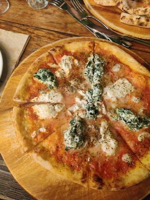 Creamy spinach pizza at Goodsouls Kitchen in Chiang Mai