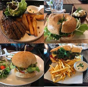 Mushroom steak; bagel/burger/sandwich  at Goodsouls Kitchen in Chiang Mai