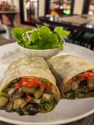 Eggplant & hummus wrap (170 THB)  at Goodsouls Kitchen in Chiang Mai