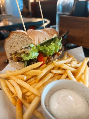 Philly steak cheese sandwich (250 THB)  at Goodsouls Kitchen in Chiang Mai
