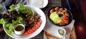Potato and Falafel Bowl & Avocado Salad at Goodsouls Kitchen in Chiang Mai