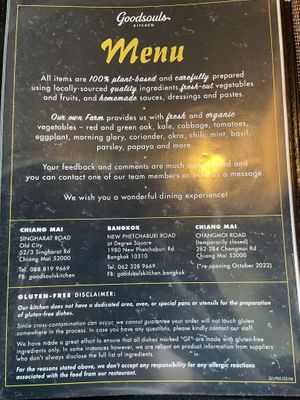Menu cover  at Goodsouls Kitchen in Chiang Mai