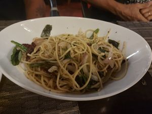 Spicy spaghetti at Goodsouls Kitchen in Chiang Mai