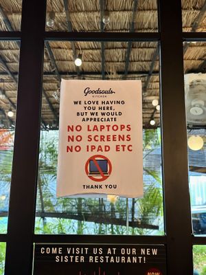 No screens policy  at Goodsouls Kitchen in Chiang Mai
