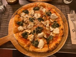 Spinach, Mushroom, and Ricotta Pizza  at Goodsouls Kitchen in Chiang Mai