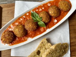 Falafel tomato sauce (200 THB)  at Goodsouls Kitchen in Chiang Mai