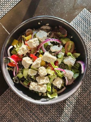 Greek salad with feta cheese (180 THB)  at Goodsouls Kitchen in Chiang Mai