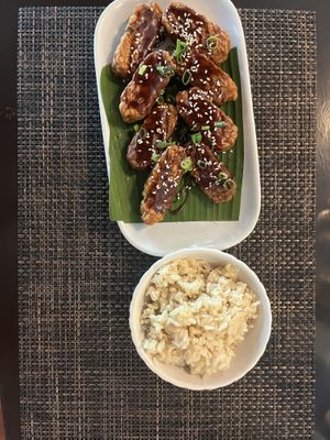 Teriyaki tempeh with rice  at Goodsouls Kitchen in Chiang Mai