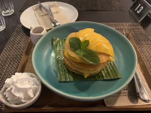 Banana mango pancakes   at Goodsouls Kitchen in Chiang Mai