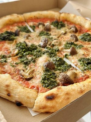 Mushroom pesto pizza, takeaway (225 THB)  at Goodsouls Kitchen in Chiang Mai