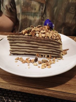 Crepe cake- the best- so creamy. at Goodsouls Kitchen in Chiang Mai