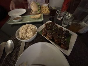 Teriyaki tempeh with brown ricee  at Goodsouls Kitchen in Chiang Mai