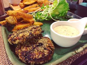 Quinoa & chickpea steak at Goodsouls Kitchen in Chiang Mai