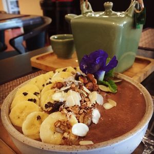 Banana, cacao smoothie bowl at Goodsouls Kitchen in Chiang Mai