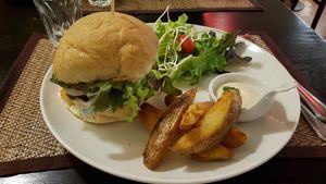 Mushroom burger at Goodsouls Kitchen in Chiang Mai