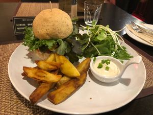 Mushroom burger  at Goodsouls Kitchen in Chiang Mai