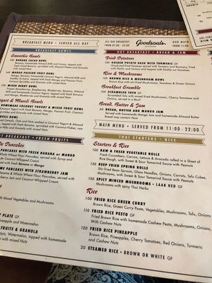 Menu pics at Goodsouls Kitchen in Chiang Mai