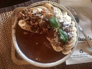 Delicious chocolate smoothie bowl at Goodsouls Kitchen in Chiang Mai
