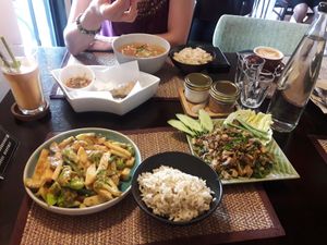 Spiced mushroom as a starter and curries at Goodsouls Kitchen in Chiang Mai