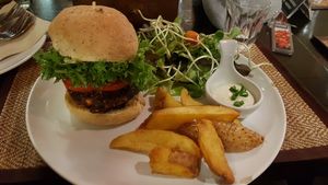 Vegan burger at Goodsouls Kitchen in Chiang Mai