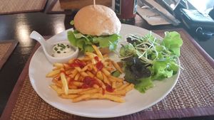 Mashroum vegan burger at Goodsouls Kitchen in Chiang Mai