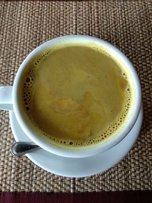 golden milk very tasty.yum! at Goodsouls Kitchen in Chiang Mai