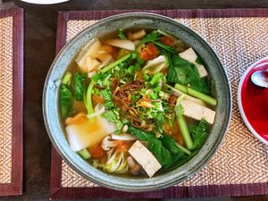 Breakfast noodle soup  at Goodsouls Kitchen in Chiang Mai