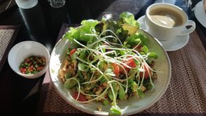 Tofu scramble with kale added. at Goodsouls Kitchen in Chiang Mai