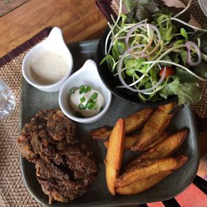Mushroom Steak - One of the best vegan patties (and vegan aioli) I’ve ever had  at Goodsouls Kitchen in Chiang Mai