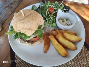Mushroom burger at Goodsouls Kitchen in Chiang Mai
