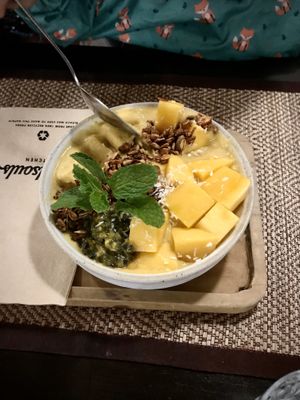 Mango and passionfruit smoothie  bowl at Goodsouls Kitchen in Chiang Mai